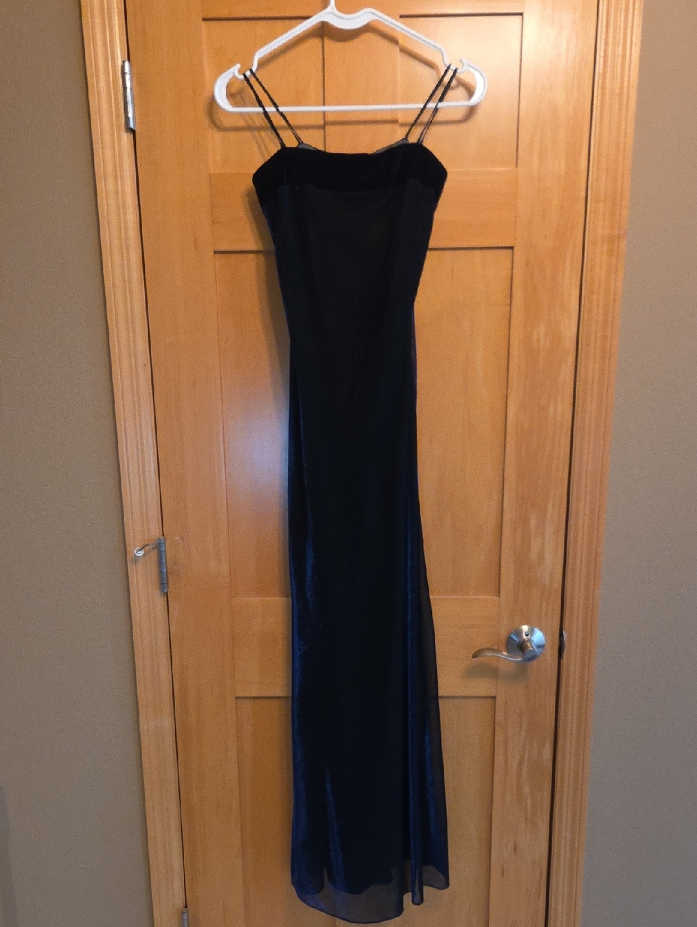 Vintage 2000 Metalic Navy Blue And Velvet Strapless Slip Dress